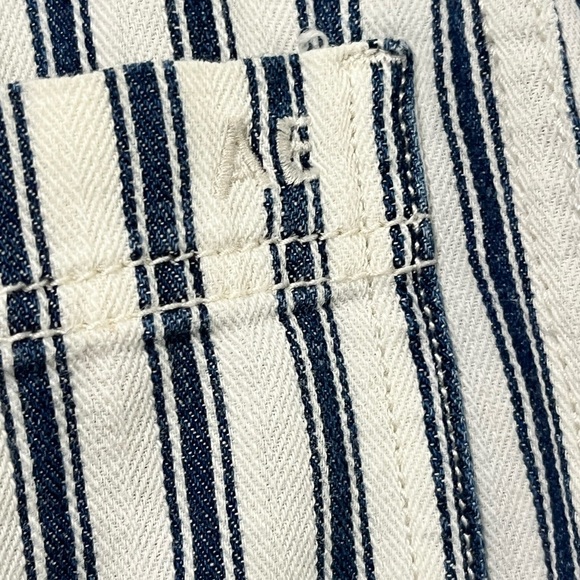 American Eagle Outfitters Blue White Striped High-Rise Pants Women’s 12 Cotton - Picture 7 of 12